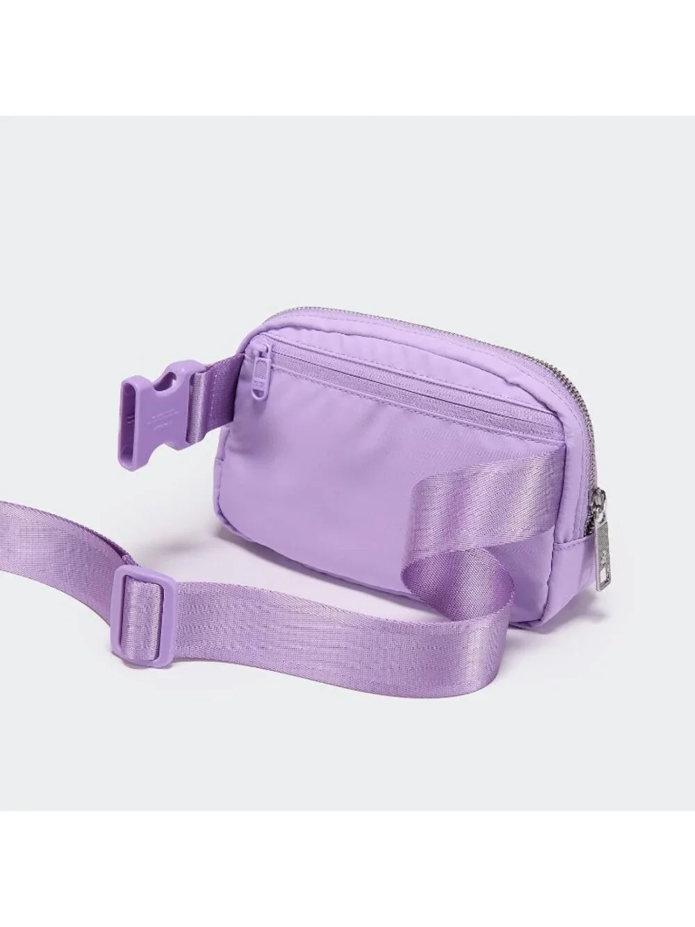 Men's Lilac Purple Crossbody Belt Bag Wide Zipper Adjustable Strap 3-Pockets